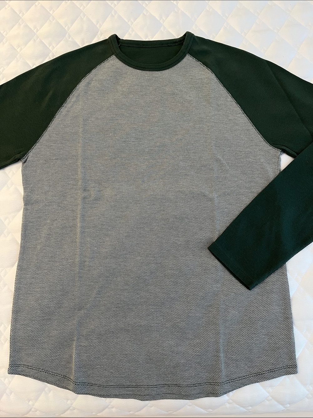 Men's Raglan Long Sleeve Shirt - Forest Green & Beige